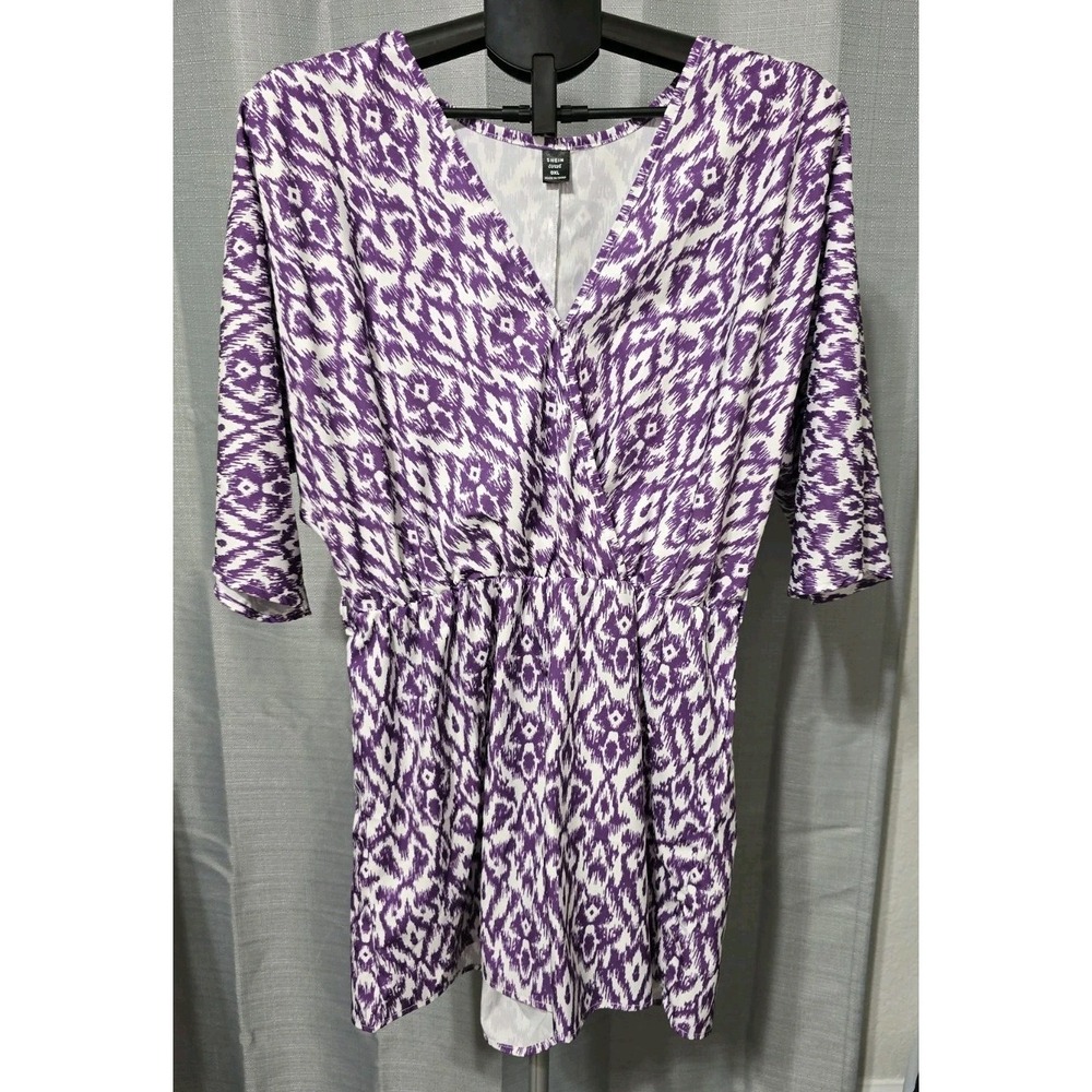Women's 0XL Shein Curve Shorts‎ Romper Purple/White